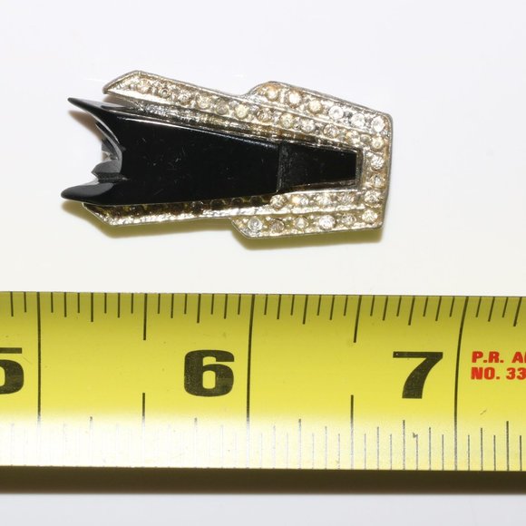 Black and Clear Rhinestone Shirt Dress Clip - Picture 8 of 9